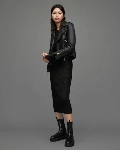 Deals 👍 Balfern Gold Leather Biker Jacket BLACK/GOLD ✨ -Cheap Women's Dresses Store WL154W 5108 5