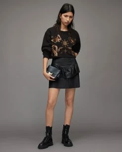 Hot Sale ❤️ Separo Marina Cropped Sweatshirt Black 🌟 -Cheap Women's Dresses Store WM195X 5 3