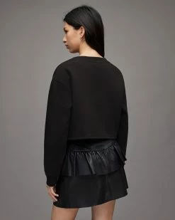 Hot Sale ❤️ Separo Marina Cropped Sweatshirt Black 🌟 -Cheap Women's Dresses Store WM195X 5 6