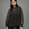 Coupon ✨ Perri Tulle Top Metallic Black 🛒