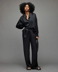 Cheapest 🛒 Charli Silk Blend Trousers Black 👍