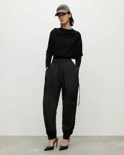 Cheapest 🔥 Aura Oversized Gathered Trousers Black 🤩 -Cheap Women's Dresses Store WP061Y 5 3