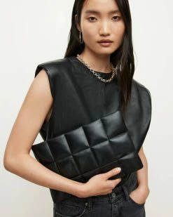 Best deal 👏 Bettina Leather Quilted Clutch Bag Black 💯