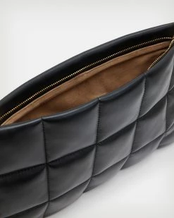 Best deal 👏 Bettina Leather Quilted Clutch Bag Black 💯 -Cheap Women's Dresses Store WR022X 5 3