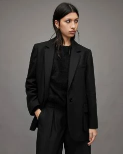 Deals 🌟 Jessa Wool Blend Blazer Jacket Black 🔥 -Cheap Women's Dresses Store WT016Y 5 6