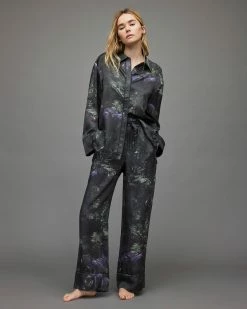 Budget 👏 Sofi Kim Silk Blend Pyjama 👕 Shirt Jungle Green 🔥 -Cheap Women's Dresses Store WX016X 5406 4