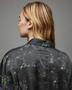 Budget 👏 Sofi Kim Silk Blend Pyjama 👕 Shirt Jungle Green 🔥 -Cheap Women's Dresses Store WX016X 5406 5